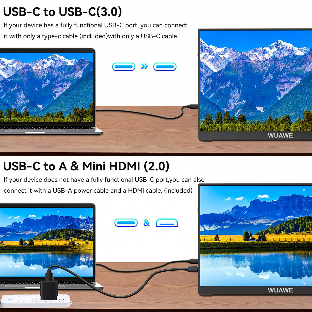 WUAWE connected to laptop showing instant second-screen productivity