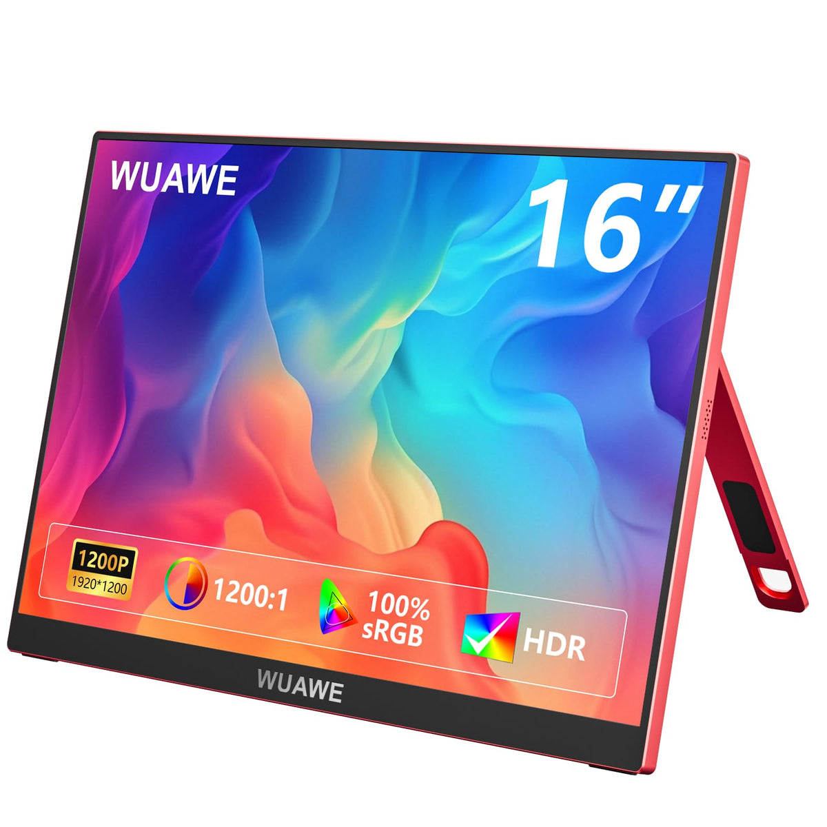 WUAWE portable monitor 16 front view with crisp 1920x1200P color for digital drawing.