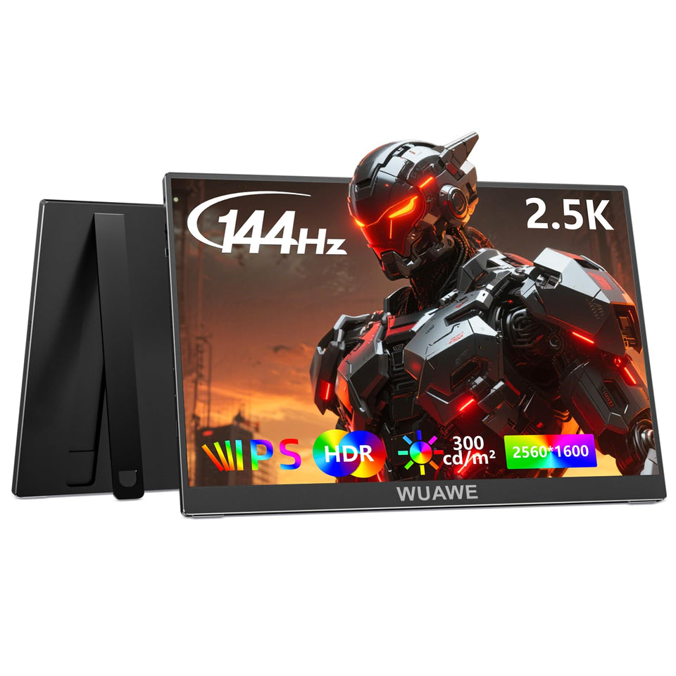 WUAWE portable monitor 16-inch stand view for stable desk setup and multi-tasking
