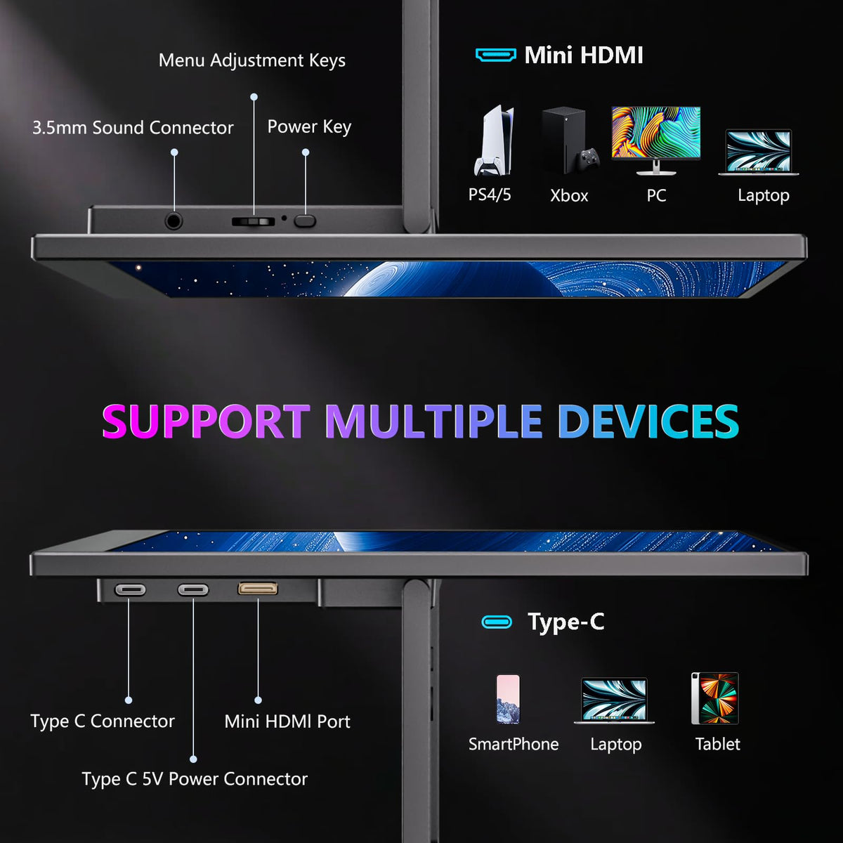 WUAWE easy setup with tilt-adjustable stand for comfortable viewing.