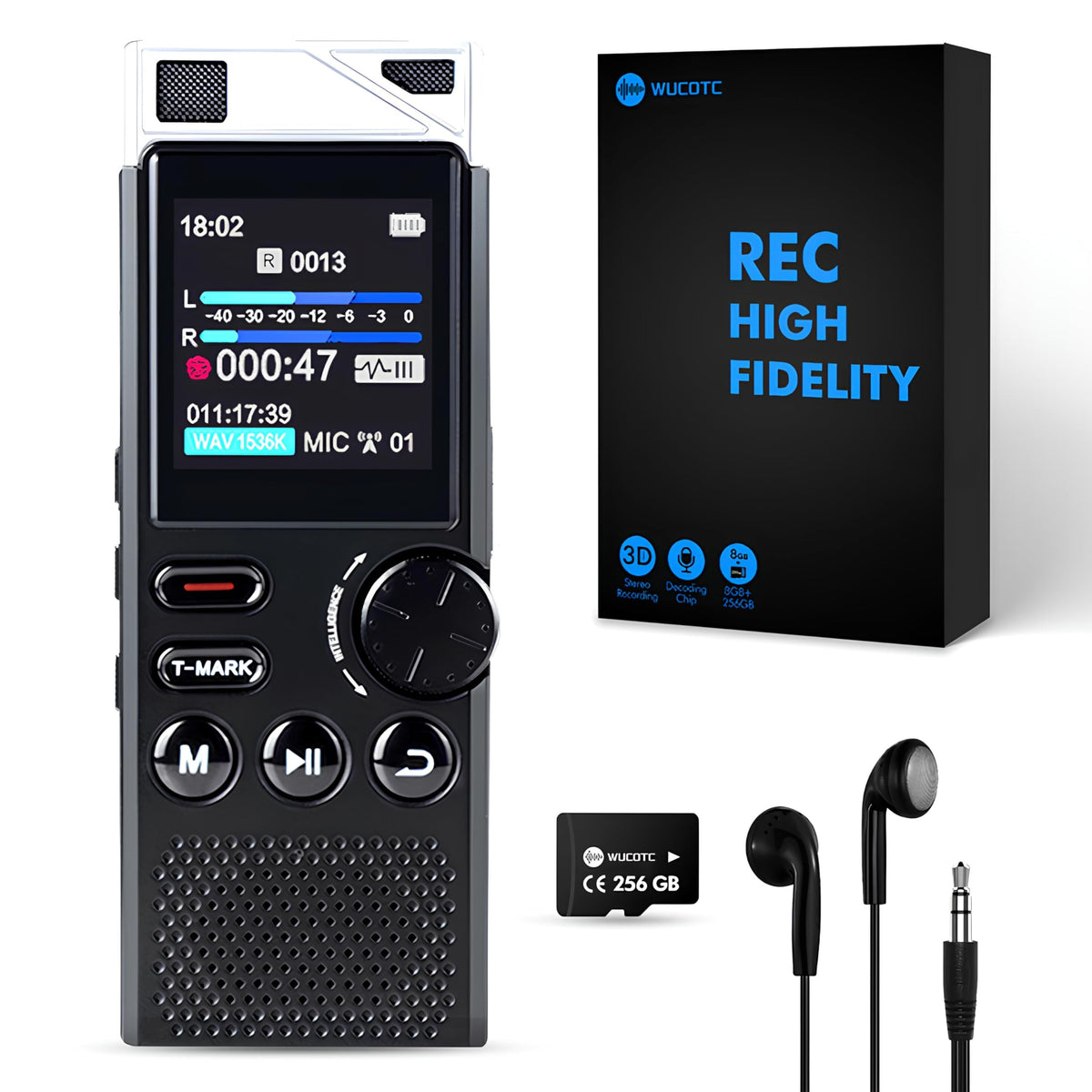 Wucotc professional 264GB recorder front view with ample storage for lectures