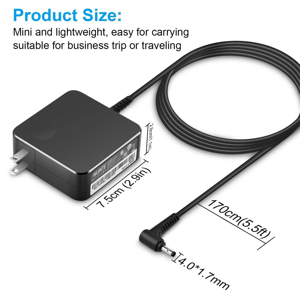 WUINTE Lenovo 65W charger in use powering a laptop