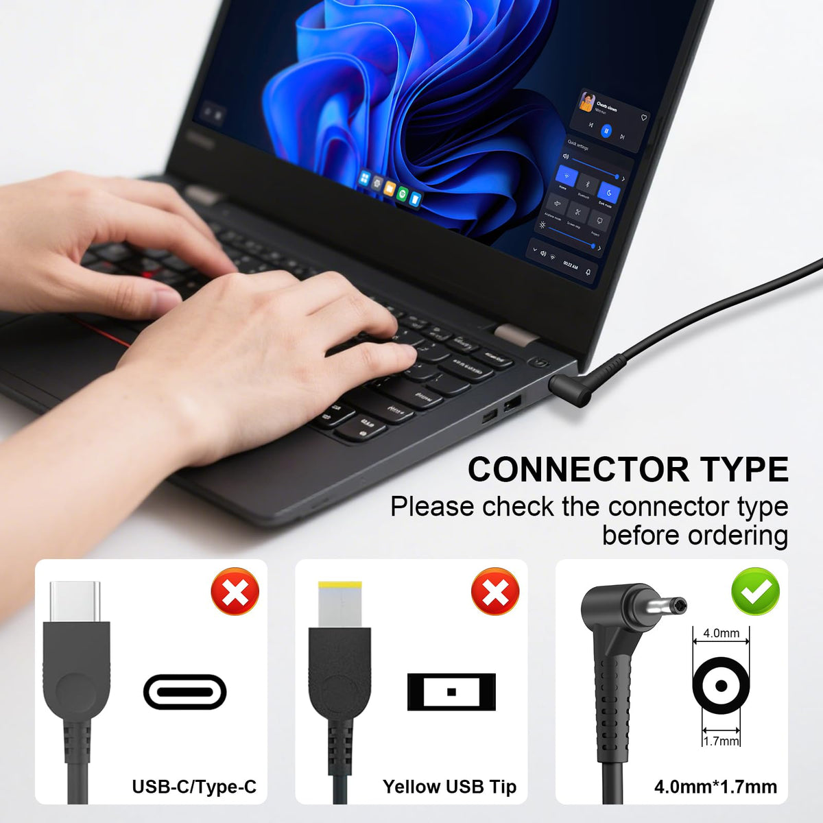 WUINTE Lenovo 65W plug end for stable charging