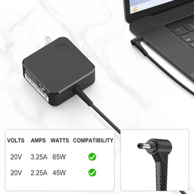 WUINTE Lenovo 65W voltage label shows worldwide compatibility