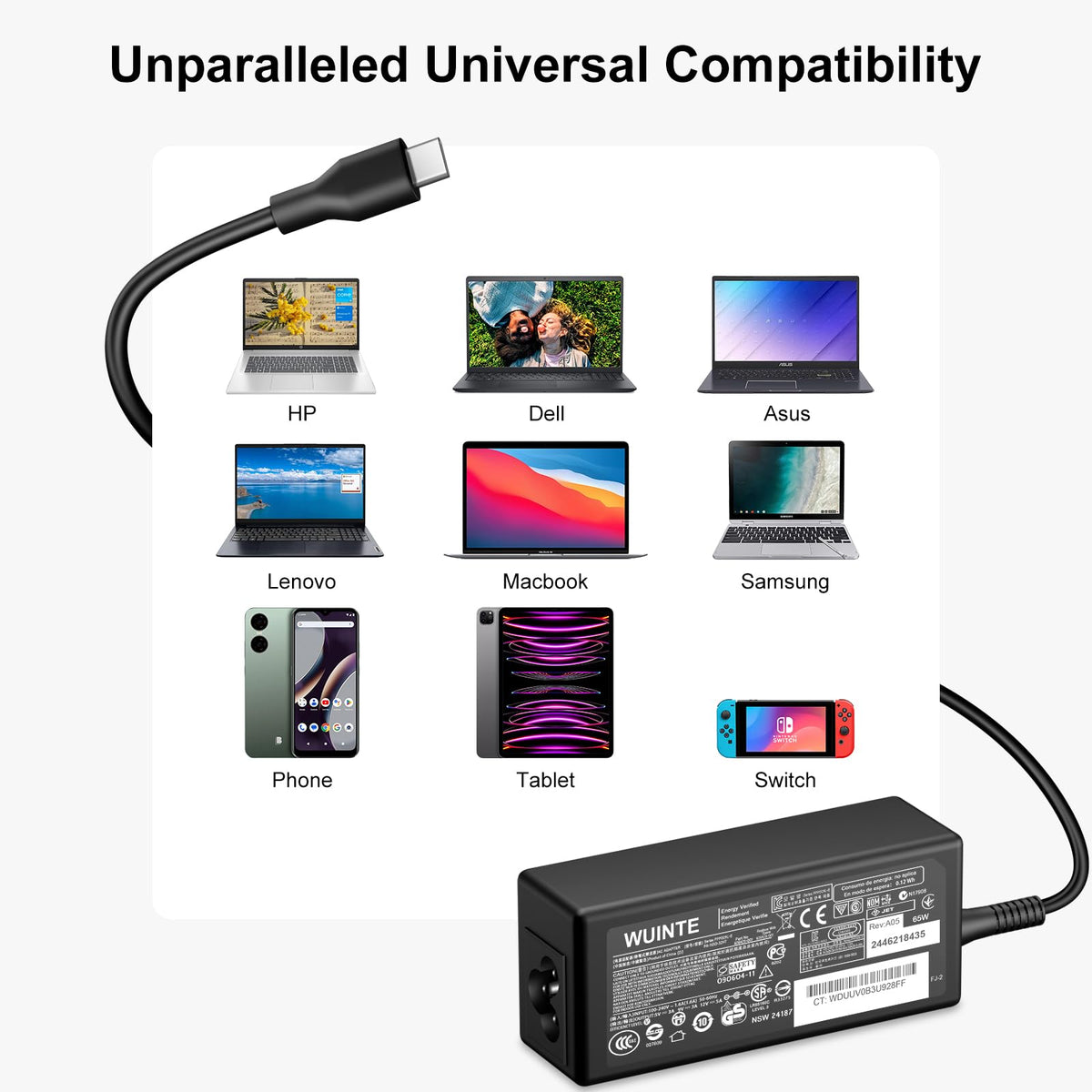 WUINTE compact PD adapter suitable for MacBook Pro/Air and more