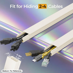 Eight-piece kit hides 2-4 wires behind an entertainment center.