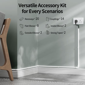 Wuitaouy cord hider corners ensures seamless connections around TV and furniture.