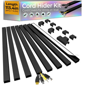 Wuitaouy cord hider kit main view showing long wall coverage for 2-4 wires