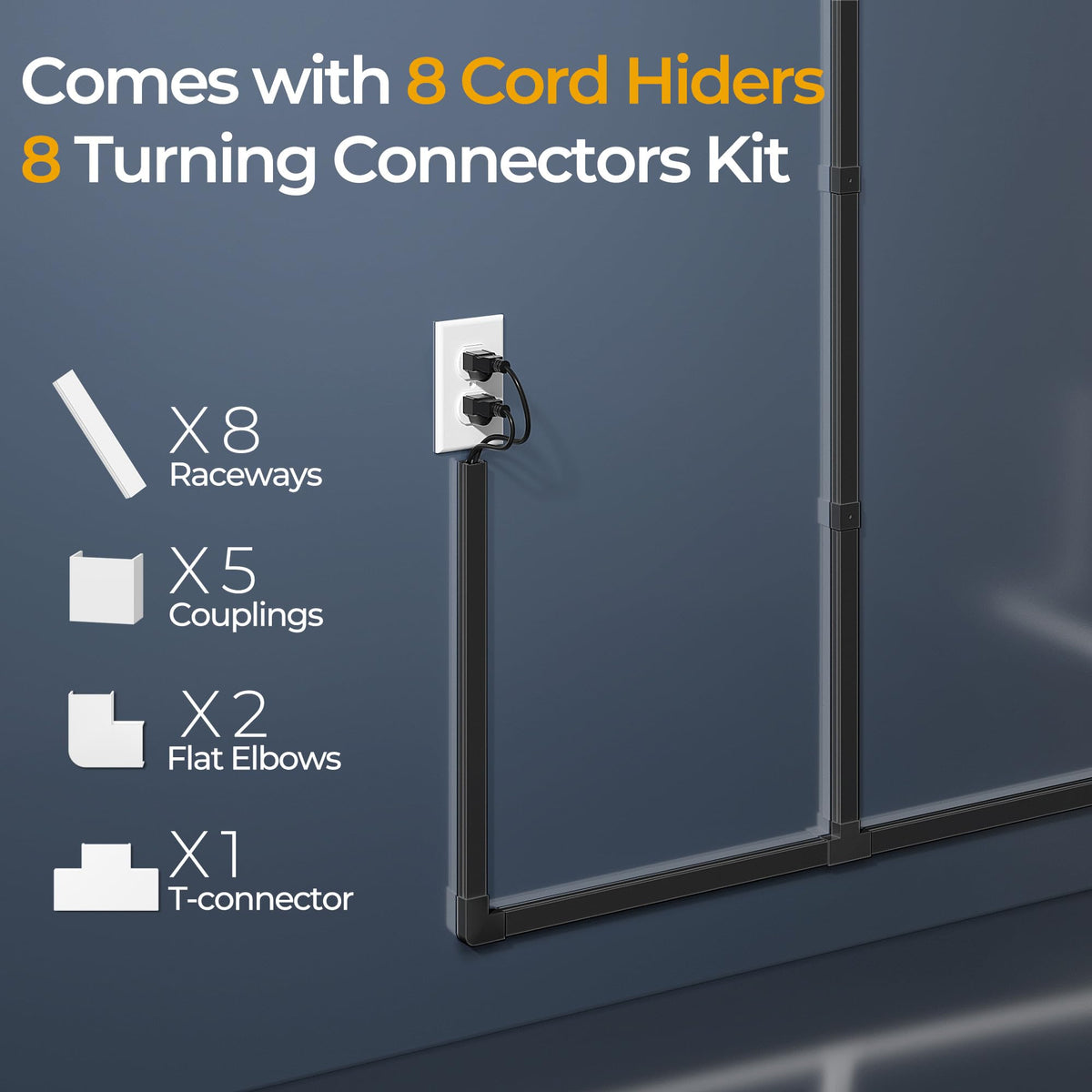 Wuitaouy cord hider painted to match wall color for seamless blending.
