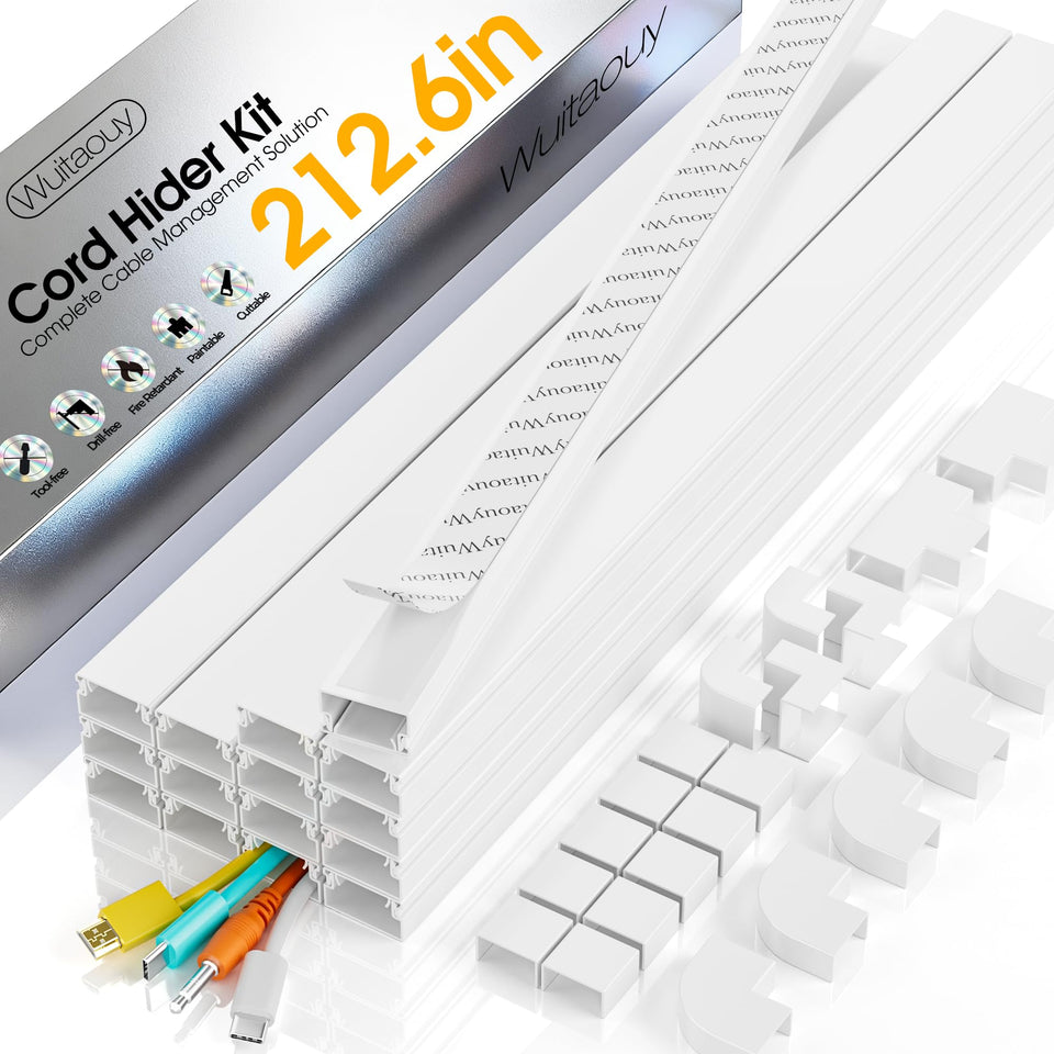 Wuitaouy Cord Hider Wall 2126in conceals 2–4 wires for a clean TV setup.