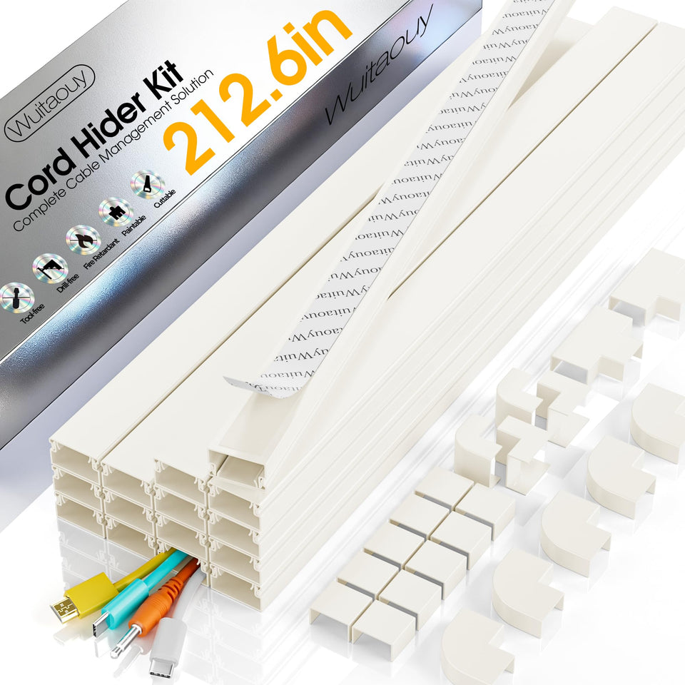 Wuitaouy cord hider wall assembly hides 2–4 wires for a clean TV setup