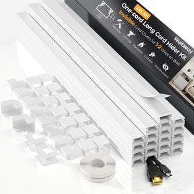 Wuitaouy cord hider wall kit setup hides cables neatly along walls for a tidy space.