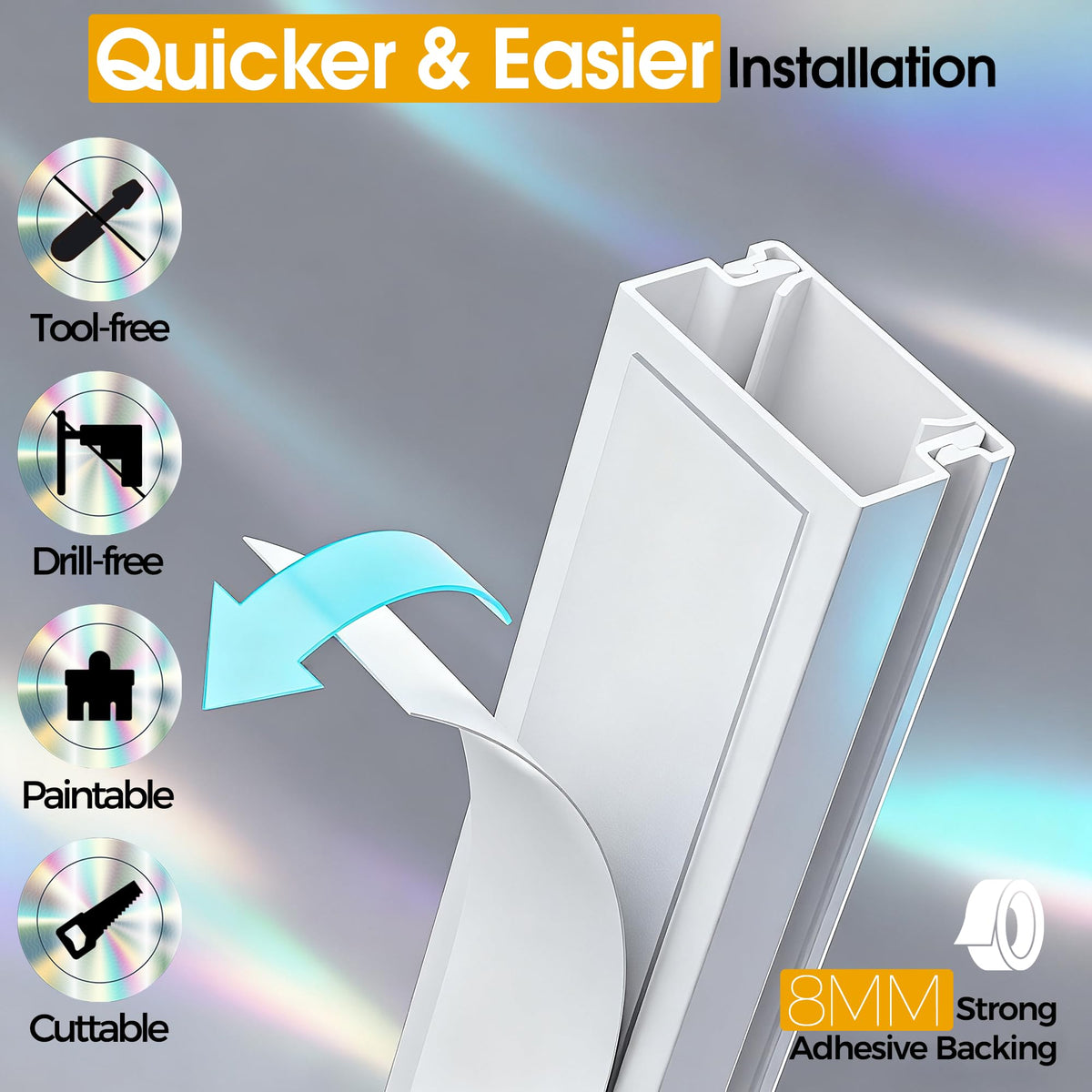 Wuitaouy Cord Hider Wall Peel-and-Stick offers instant setup without drilling.