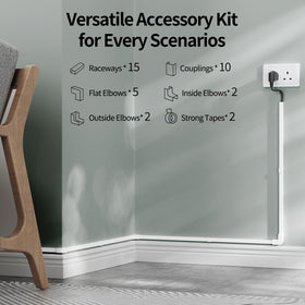 Wuitaouy installed behind a wall-mounted TV keeping cords invisible and tidy