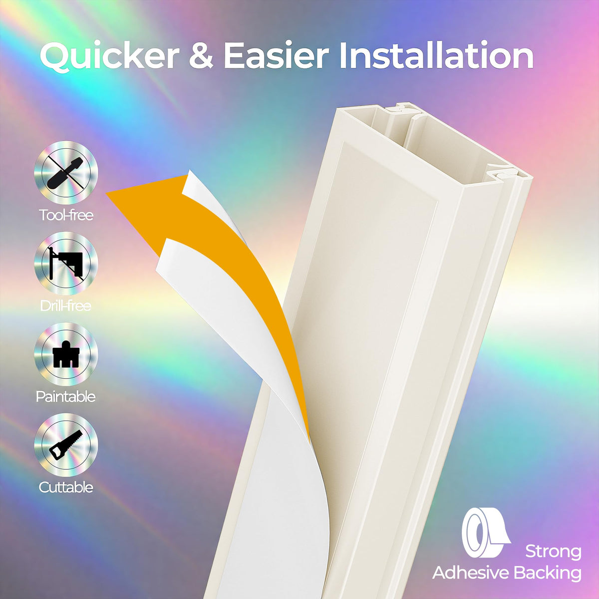Paintable finish lets cords blend with wall color.