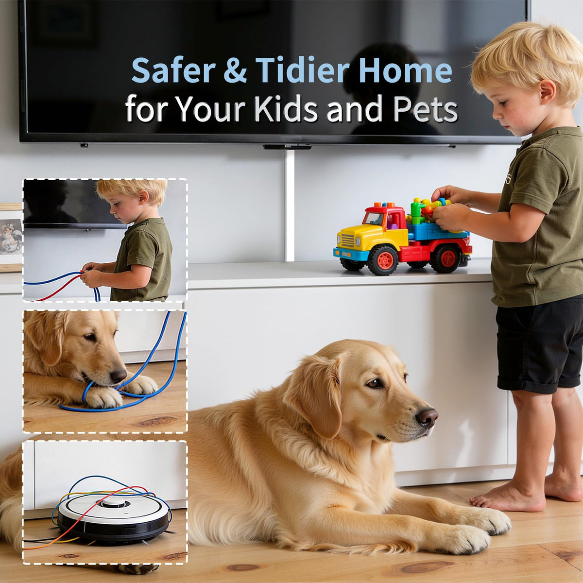 Wuitaouy paintable cord hider; blends with wall color.