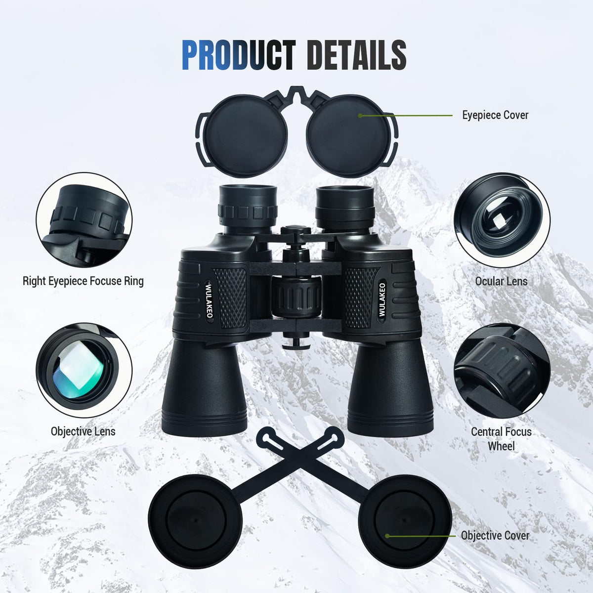Wulakeo 30x50 binoculars field setup for bird watching