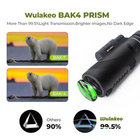 Wulakeo monocular used during hiking and camping adventures for immersive scenery.