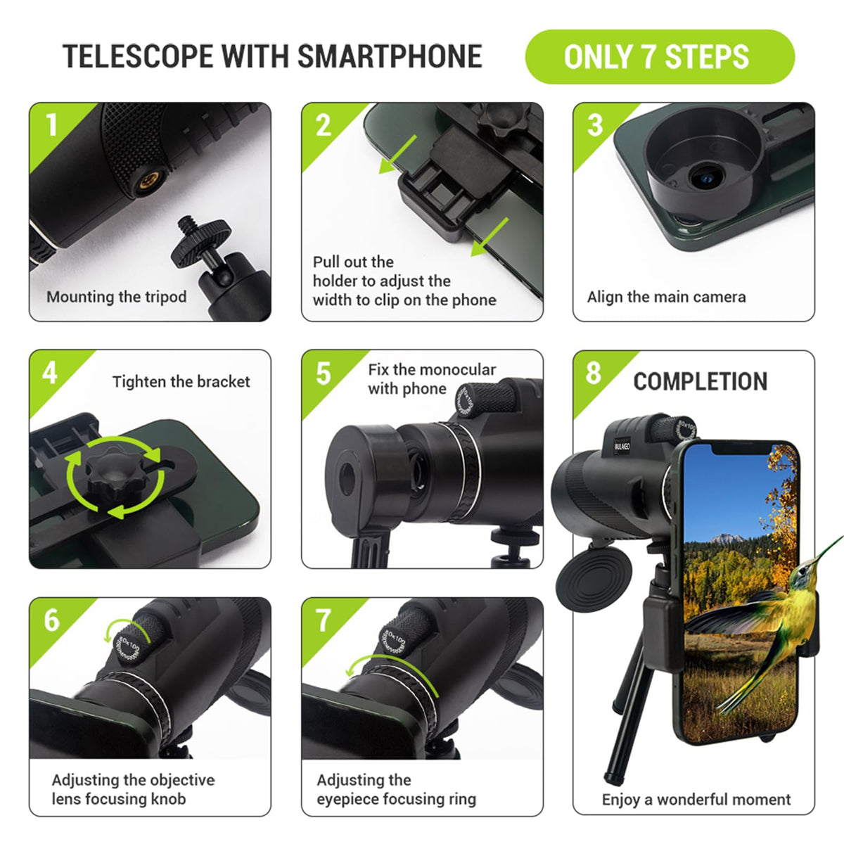 Wulakeo 80X100 monocular waterproof and dustproof for rugged field conditions.