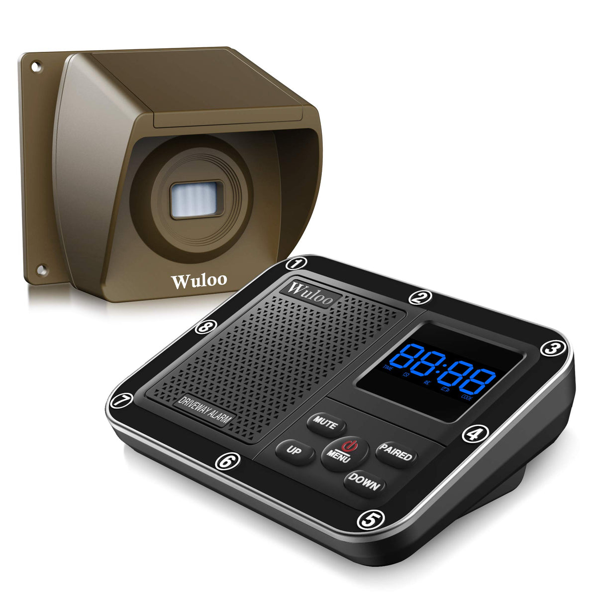 Wuloo front view of receiver and sensor showing quick alerts benefit