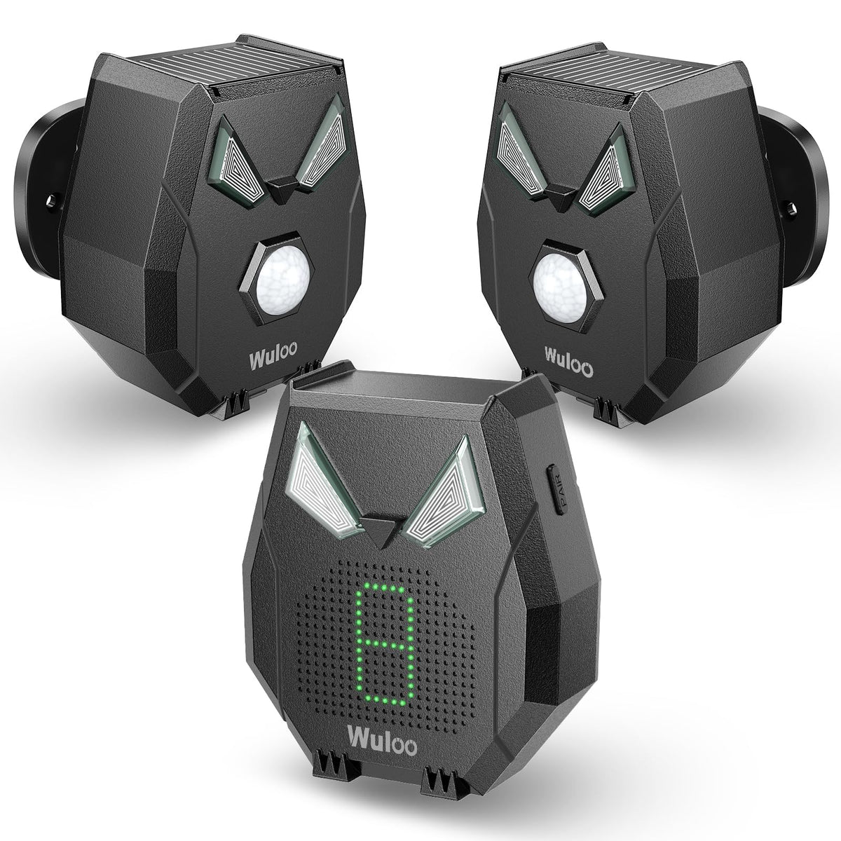 Wuloo solar driveway alarm receiver showing central alert hub for visitors