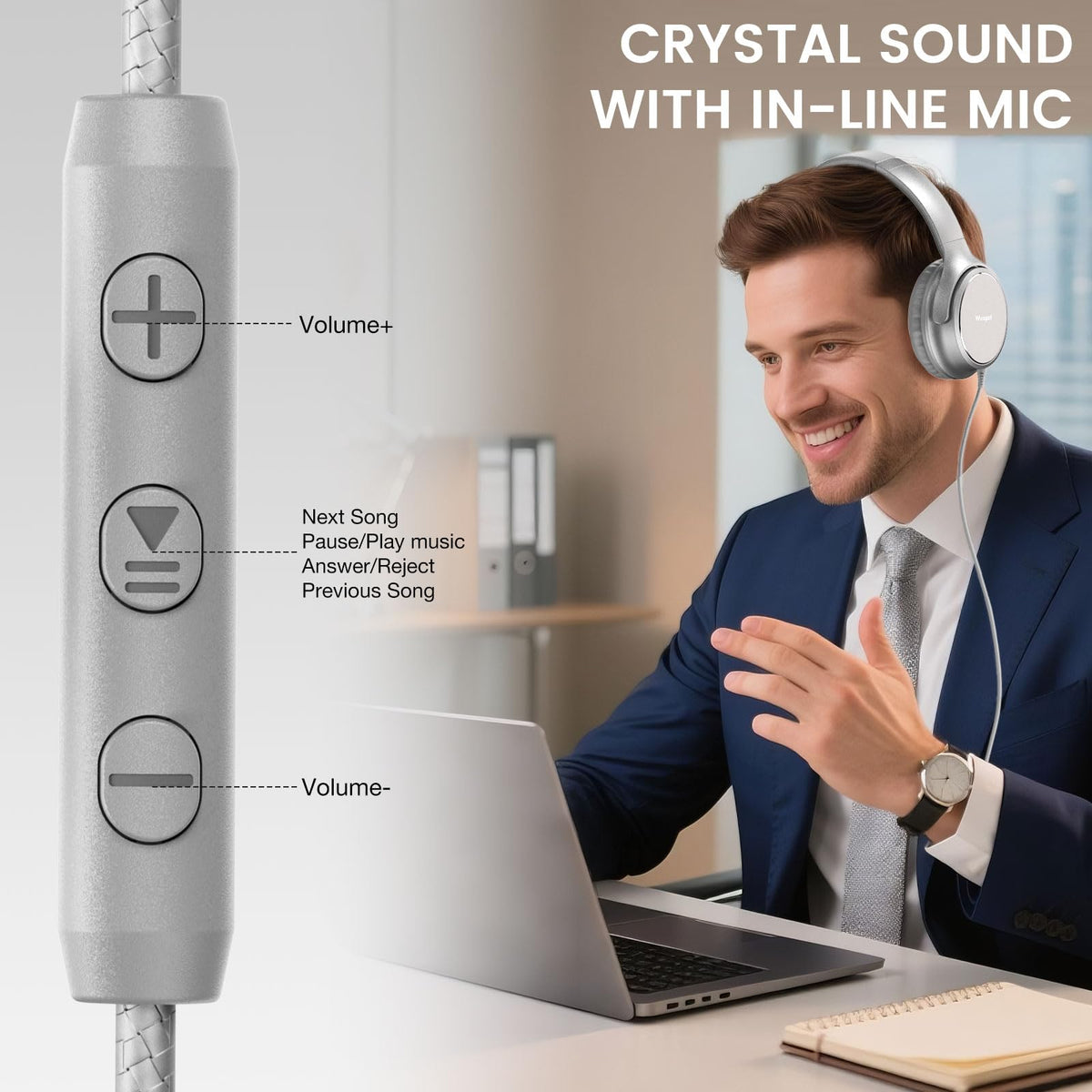 Wuopzf USB-C headphones hi-fi-stereo-sound delivers detailed audio for music and movies.