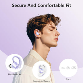 WUYI Q53 earbuds fitted in small ear, demonstrates comfortable snug seal