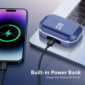 WUYI Q53 charging case powering a phone, conveys emergency power bank usefulness