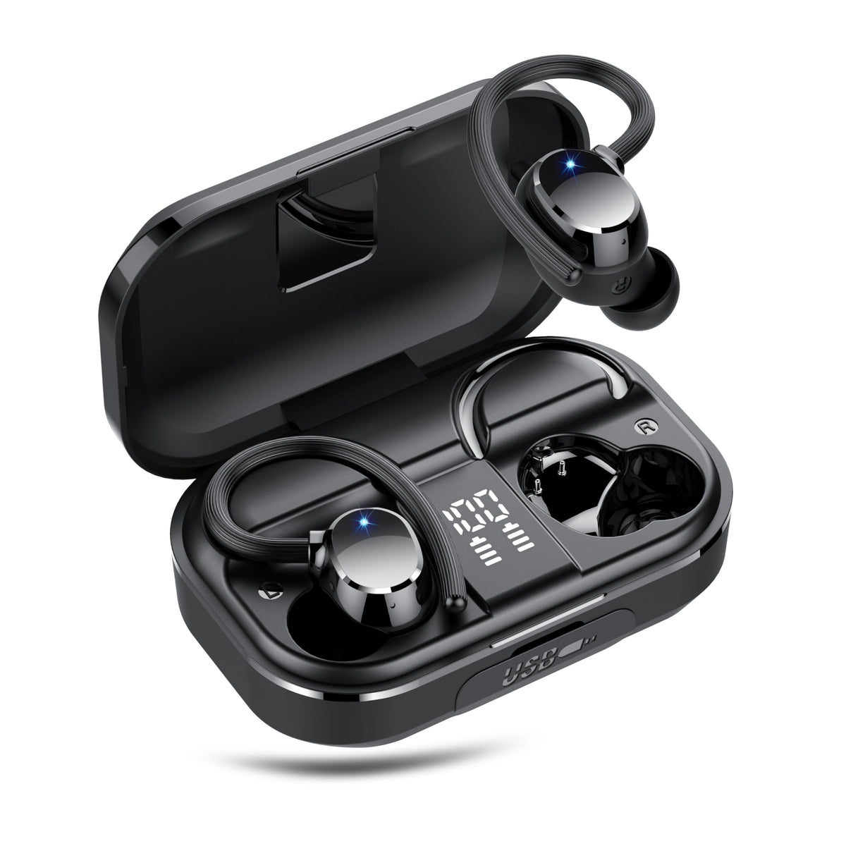 WUYI Q53 front packaging showing earbuds and case, emphasizes portability