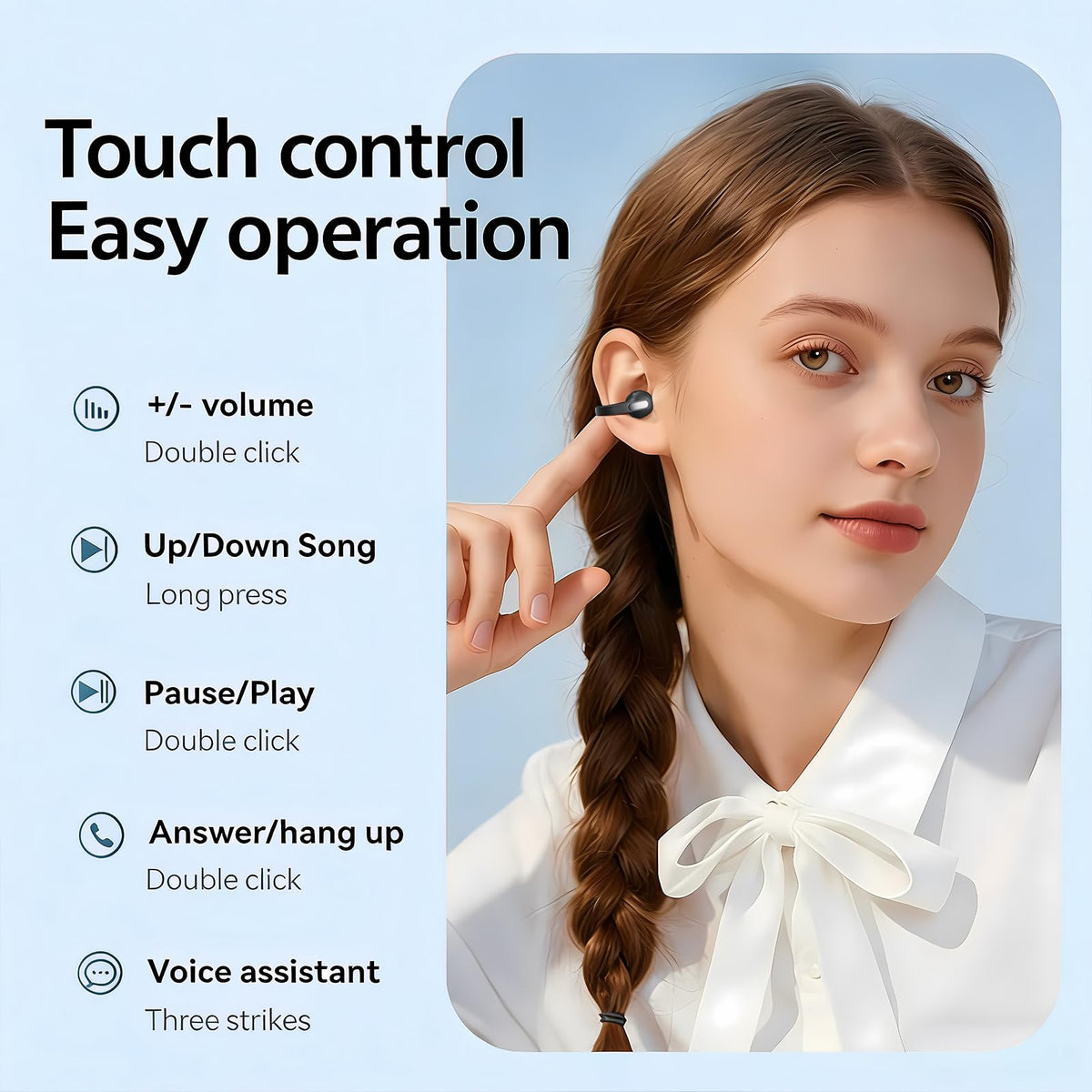 WUYUEGE earbuds weigh about 5g per earbud for light wear.