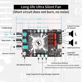 Close-up of TDA7498E chip on Wuzhi Audio board highlighting high-fidelity core