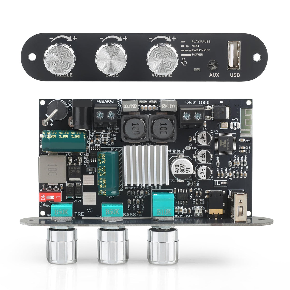 Wuzhi Audio ZK-1001U mono amplifier board top view for bold DIY audio projects