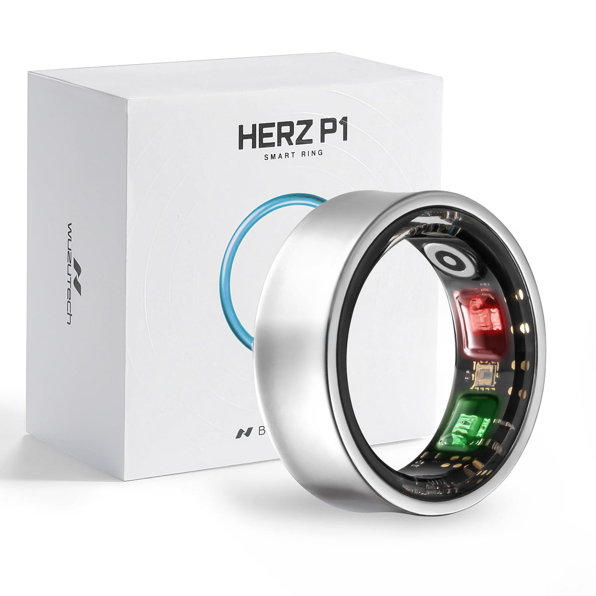WuzuTech Herz P1 ring on finger provides real-time heart rate monitoring for daily wellness.