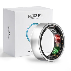WuzuTech Herz P1 ring on finger provides real-time heart rate monitoring for daily wellness.