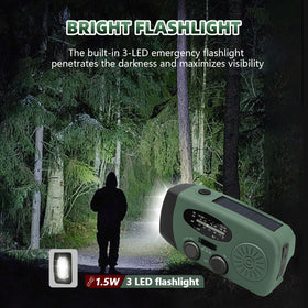WVL radio solar panel closeup highlighting brand and renewable charging benefit
