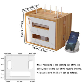 WWEENUO router storage box side cable entry highlights easy wiring for a tidier setup.