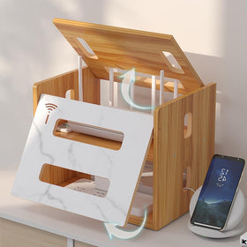 WWEENUO router storage box ventilated back promotes heat dissipation.