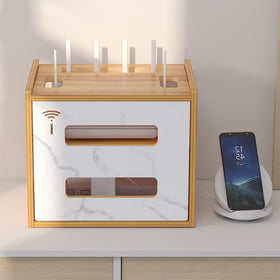 WWEENUO router storage box wall-mount-ready feature adds versatility.