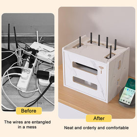 W WWEENUO desk setup organizer interior view demonstrating two-layer storage.