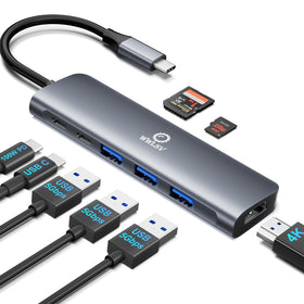 WWLSV 8-in-1 hub connected to laptop for a tidy workspace with extra ports.