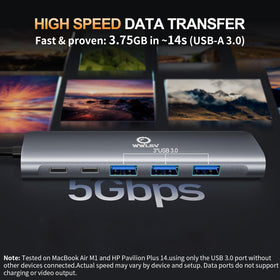 WWLSV USB-C data port supports fast file transfer for external drives.