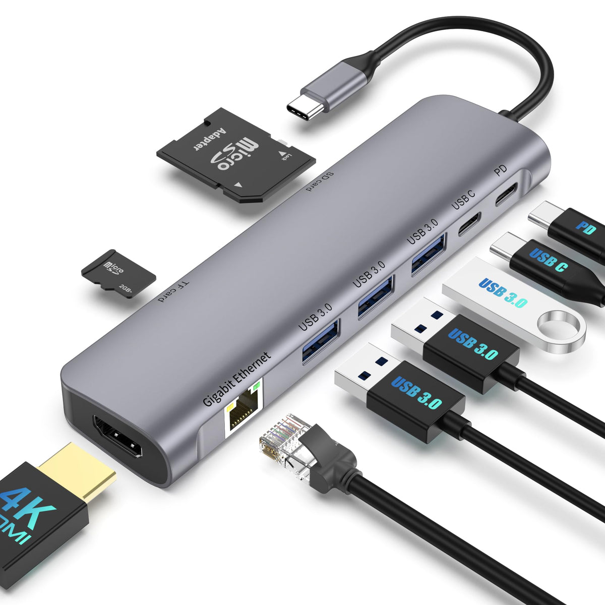 WWLSV 9-in-1 USB C Hub with 4K HDMI external display for multitasking
