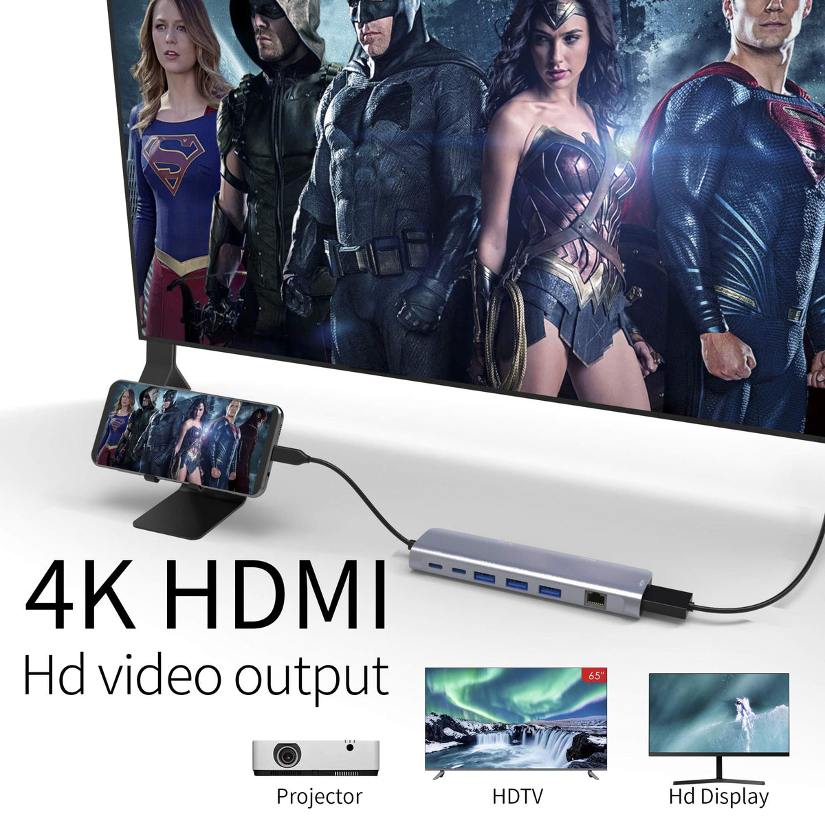 WWLSV 9-in-1 USB C Hub with Gigabit Ethernet for stable online access