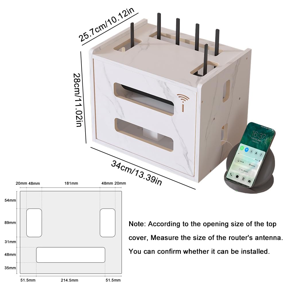W WWEENUO wifi router shelf side vent highlighting heat dissipation and clear signal.