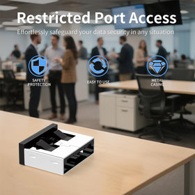 WXZRLIU port lock shown on a laptop to prevent data theft.