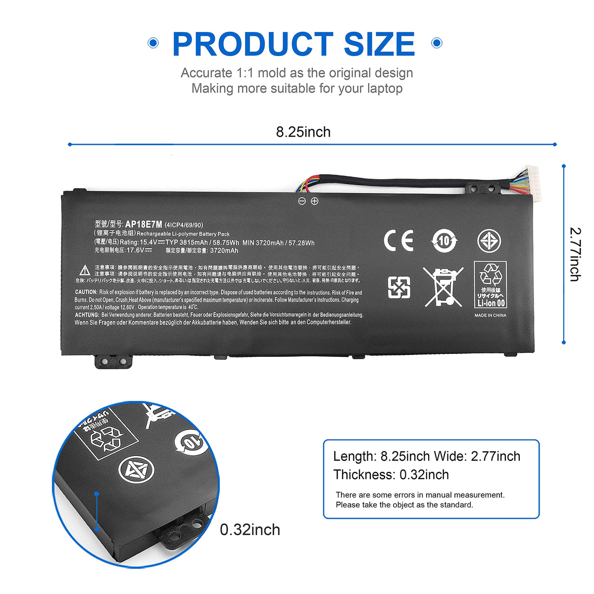Wymisnit AP18E7M/AP18E8M battery cell assembly showing high-quality construction.
