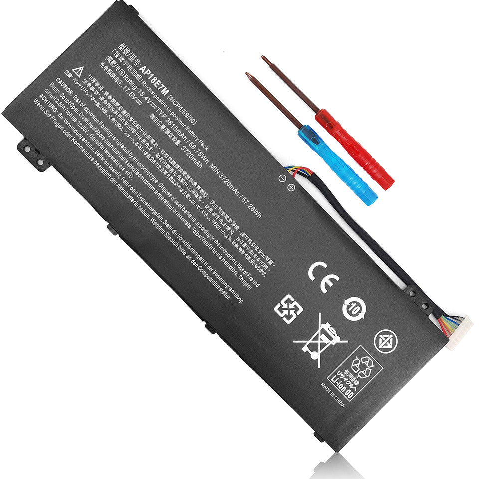Wymisnit AP18E7M/AP18E8M battery front view for Acer laptops, reliable replacement power.