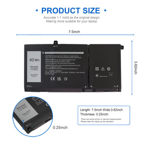 Close-up of 40Wh JK6Y6 battery highlighting portable 3-cell design