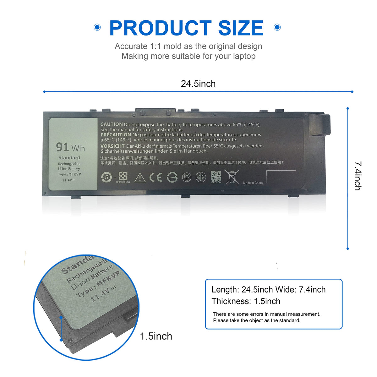 Wymisnit battery connector and label detail ensuring correct Dell compatibility