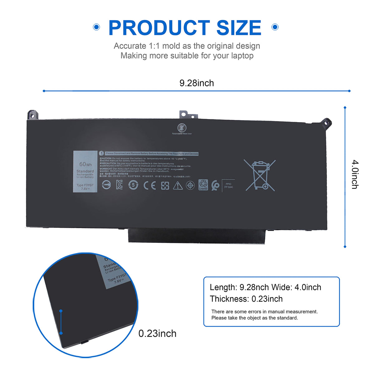 Wymisnit F3YGT battery for Dell Latitude 7280-7290 ensuring reliable mobility
